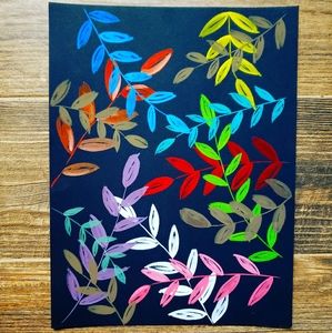 Colorful leaves watercolor painting